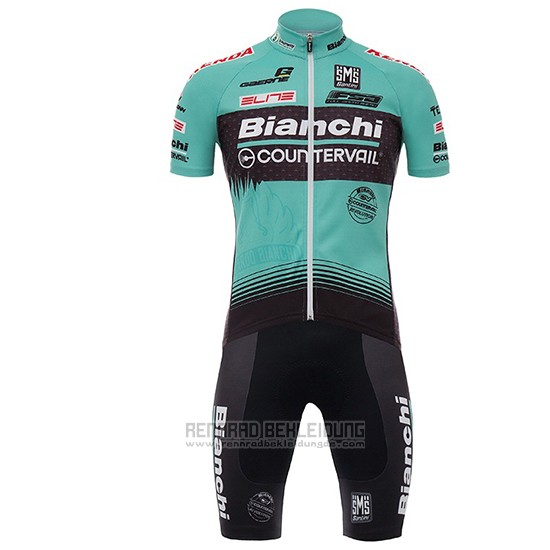 2017 Fahrradbekleidung Bianchi Countervail Grun Trikot Kurzarm und Tragerhose